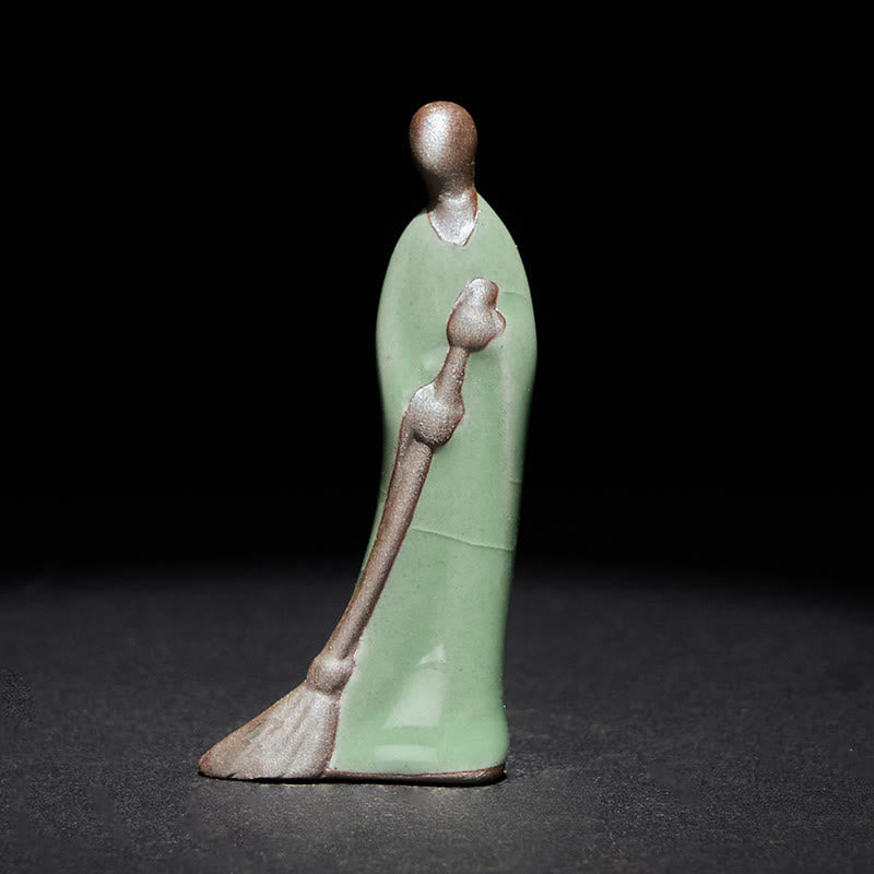 1762413224 Buddha Stones Small Formless Buddha Sweeping Monk Ceramic Statue Home Decoration 3.5*1.5*7cm - Image 1