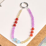 Buddha Stones Purple Chalcedony Citrine Crown Beaded Harmony Key Chain Phone Hanging Decoration