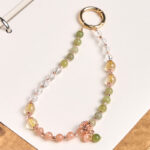 Buddha Stones Cyan Jade White Crystal Harmony Beads Key Chain Phone Hanging Decoration