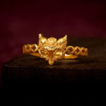 Buddha Stones 24k Gold Plated Brass Fox Coin Hollow Design Adjustable Ring