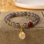 Buddha Stones Gray Agate Red Agate Chalcedony Balance Bracelet