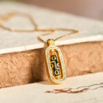 Buddha Stones 24k Gold Plated Brass Nine-eye Dzi Bead Auspicious Pattern Wealth Pendant Necklace
