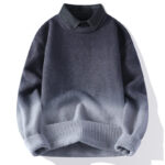 Buddha Stones Winter Stand Collar Gradient Color Design Warm Men's Long Sleeve Knitted Sweater