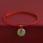 Buddha Stones Natural Hetian Jade Peace Buckle String Abundance Bracelet Anklet
