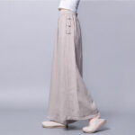 Buddha Stones Casual Frog-Button High Waist Wide Leg Pants With Pockets
