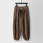 Buddha Stones Winter Solid Color Lace-up Men's Harem Cotton Corduroy Pants With Pockets