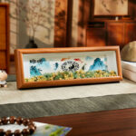 Buddha Stones Green Crystal Bagua Koi Fish Yin Yang Symbol Golden Ingot Photo Frame Ornament Home Decor