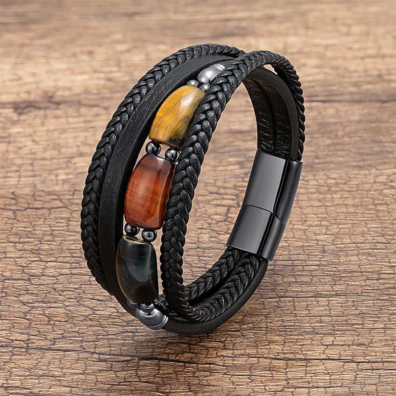 1765355882.jpg Buddha Stones Natural Tiger Eye Green Tiger Eye Red Tiger Eye Leather Strengthen Bracelet
