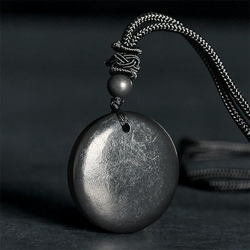 1765511578_b8d40c28-09a8-4712-a2b7-826b3b85185c Buddha Stones Geometric Round Authentic Shungite Stone Rope Inner Strength Necklace Pendant - Image 1