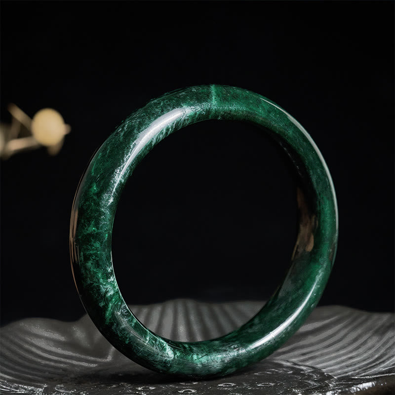 FREE Today: Self-confidence and Protection Nanyang Black-Green Jade Cuff Bangle Bracelet