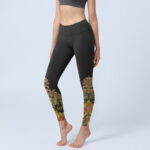 Buddha Stones Delicate Warm Tones Flower Leaf Pattern Print Gym Leggings Women's Yoga Pants