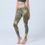 Buddha Stones Golden Personified Sun Pattern Print Gym Leggings Women's Yoga Pants