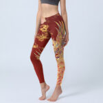 Buddha Stones Gorgeous Phoenix Peony Cloud Pattern Print Gym Leggings Women's Yoga Pants