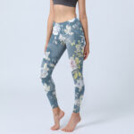 Buddha Stones Softly Colored Flower Leaf Pattern Print Gym Leggings Women's Yoga Pants