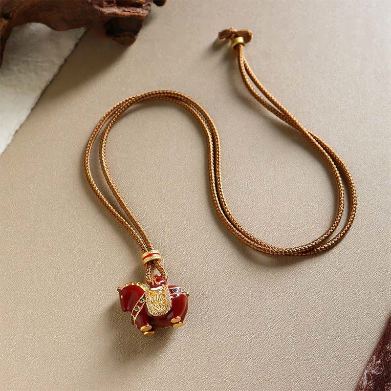 Buddha Stones Year Of The Horse Copper Balance Necklace Pendants