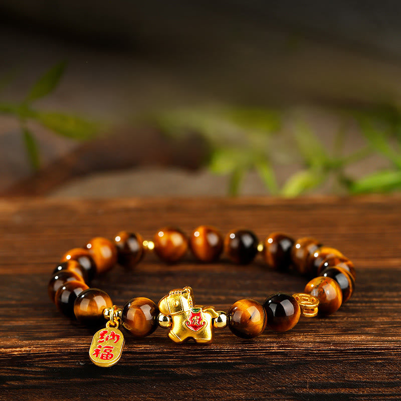 Buddha Stones Year Of The Horse Tiger Eye Courage Bracelet