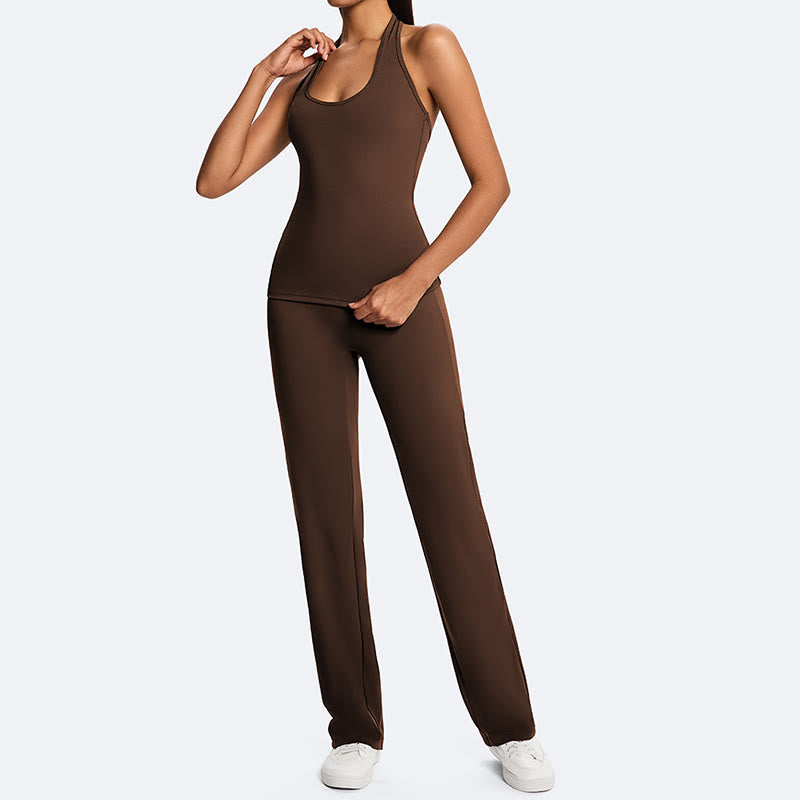 1767931658_6f941912-9028-4049-a67f-2ee7e79f4c2d Buddha Stones Solid Crop Halter Backless Sleeveless Top Straight Leg Pants For Sports Fitness Yoga - Image 1