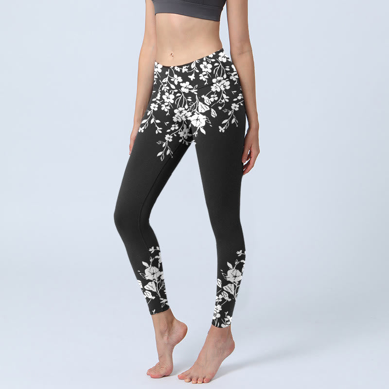 1768981680_d030d9f0-daa4-44b1-b786-4f2814de010d Buddha Stones Gorgeous Minimalist Style Flower Pattern Print Gym Leggings Women's Yoga Pants - Image 1