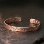 Buddha Stones Spiral Pattern Copper Balance Open Adjustable Cuff Bracelet Bangle