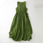 Buddha Stones Sleeveless Plaid Summer Midi Dress With Pockets