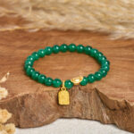 Buddha Stones Green Agate Ingot Fu Character Relaxation Hope Bracelet