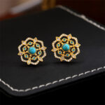 Buddha Stones Octagonal Compass Zircon Copper Balance Stud Earrings