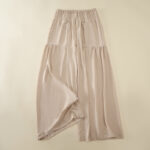Buddha Stones Women's Summer High Elastic Waist Full Length Wide Leg Pants