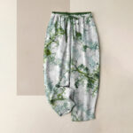 Buddha Stones Print Branches Floral Elements Women's Pure Cotton Pants With Pockets