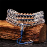 Buddha Stones Liuli 108 Flat Beads Spiral Rope Wisdom Mala