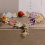 Buddha Stones Natural Various Crystal Clear Quartz Zircon Hexagram Charm Healing Bracelet