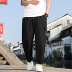 Buddha Stones Summer Casual Drawstring Embroidery Men's Harem Pants With Pockets