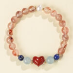 Buddha Stones Heart Design South Red Agate Lapis Lazuli Success Bracelet
