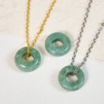 Buddha Stones Green Jade Peace Buckle Abacus Luck Necklace Pendant