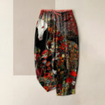 Buddha Stones Pure Cotton Bohemian Floral Horse Pattern Women's Elastic Waist Pants With Pockets