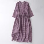 Buddha Stones Summer Drawstring Button-Up Floral Print Women's Short Sleeve Dress With Pockets