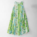 Buddha Stones Summer Washed Watercolor Floral Print Women's Sleeveless Dress