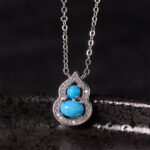 Buddha Stones Natural Turquoise Gourd Wisdom Necklace