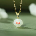 Buddha Stones Natural Hetian Jade Cat Paw 925 Sterling Silver Luck Necklace