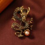Buddha Stones Domineering Dragon Pearl Strength Brooch