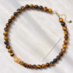 Buddha Stones Natural Tiger Eye Citrine Bead Courage Necklace