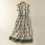 Buddha Stones Summer Boho Drawstring Geometric Print Women's Summer Sleeveless Dress With Pockets