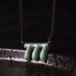 Buddha Stones Natural Green Jade 777 Angel Number Prosperity Necklace Pendant