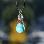 Buddha Stones Natural Turquoise Tiger Eye Wisdom Rope Necklace