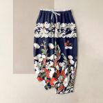 Buddha Stones Pure Cotton Bohemian Floral Cloud Pattern Women's Elastic Waist Pants With Pockets