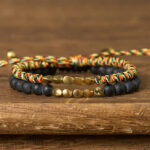 2Pcs Natural Frosted Stone Bead Copper String Cure Bracelet
