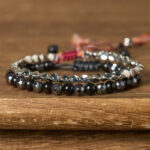 2Pcs Hematite Black Onyx Copper Beaded Powerful String Bracelet