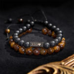 Buddha Stones 2Pcs Frosted Stone Tiger Eye 333 222 111 11:11 444 Angel Number Cure Bracelet