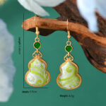 Buddha Stones Song Brocade Colorful Tone Floral Prosperity Drop Earrings