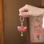 Buddha Stones Song Brocade Yuanbao Luck Keychain