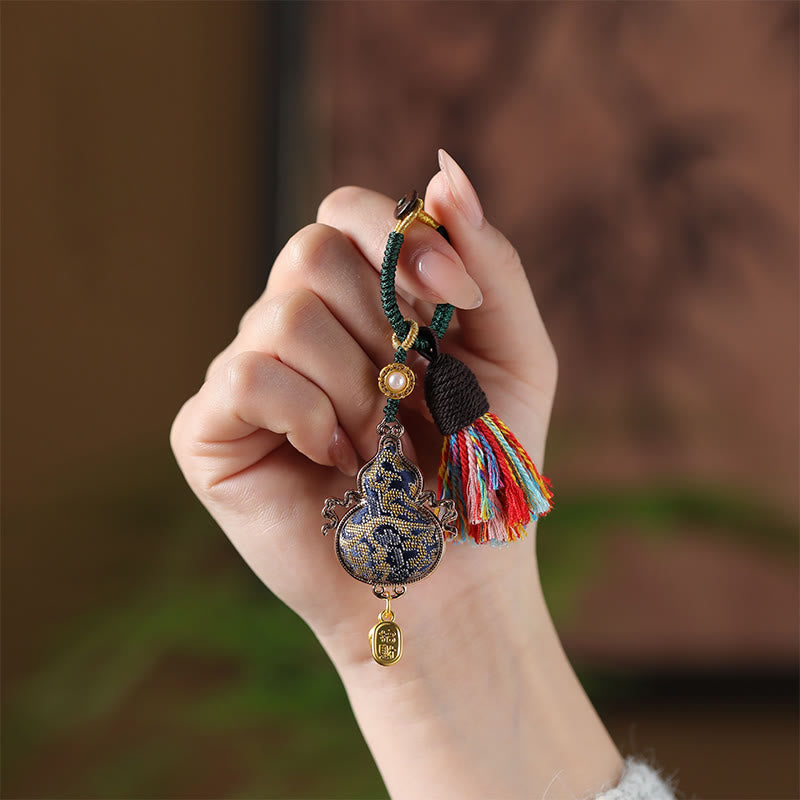 Buddha Stones Song Brocade Gourd Fortune Keychain